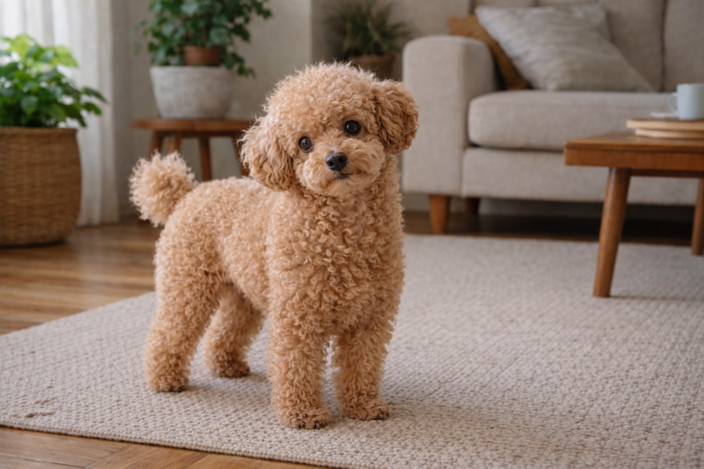 Foto de un caniche pequeño en casa
